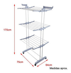 Tender Vertical Tm Caño Pintado Blanco 3 Plataformas Con Ruedas Gris/blanco