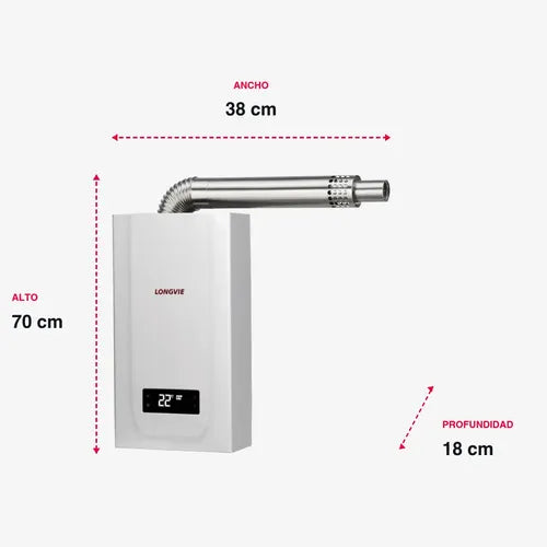 Calefón Digital Tiro Forzado Longvie Cf16-n Pilotless 16lts Blanco Gn