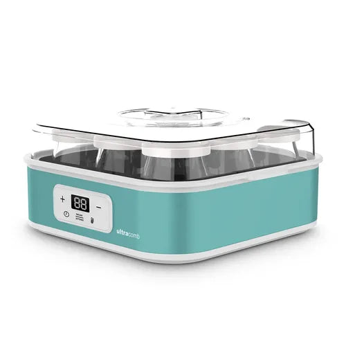 Yogurtera Digital Ultracomb Yg-2709 9 Jarros Vidrio Con Receta Capacidad De 1,6 Litros Celeste