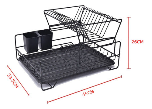 Escurridor Secaplatos Bandeja Vajilla Organiza Cocina Tm Negro