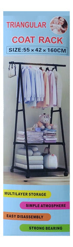 Perchero Pie Con Ruedas 2 Estantes Organizador Negro 160x55 Negro