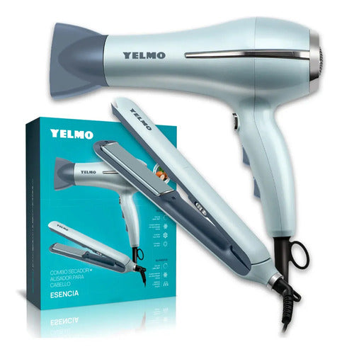 Secador Sc3688 Y Planchita De Cabello Ap3388 Yelmo Combo Esencia Ion Argan Set Plateado