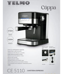 Cafetera Espresso Yelmo Ce-5110 De 1,5 Lts 1100w 19 Bar Negro