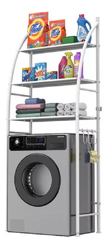Estanteria Organizador Baño Lavarropas 3niveles Metal Blanco Blanco