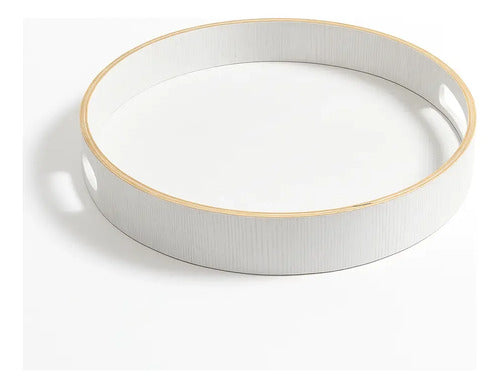 Bandeja Redonda Merienda C/asas Carol Blanca De 35 X 5 Cm Blanco