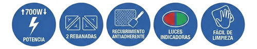 Sandwichera 2 Rebanadas Westinghouse Wh-sm700sb-02 Negro