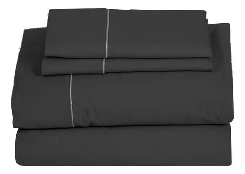 Juego Sabanas 2plazas1/2 Fp Home Premium Gris Oscuro 300h Cs Gris Oscuro Liso