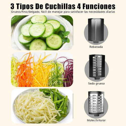 Picadora Cortadora Trituradora Verdura Vegetal Tm Carga Usb Blanco