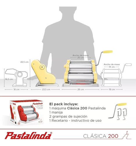Fabrica De Pastas Pastalinda Clasica 200 Negra Amasa Estira Negro