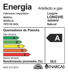 Anafe A Gas Longvie A6600gf Grafito Encendido Una Mano Color Negro