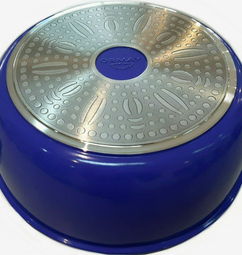 Olla Antiadherente De 24 Cm Con Tapa Y Apto Induccion Azul