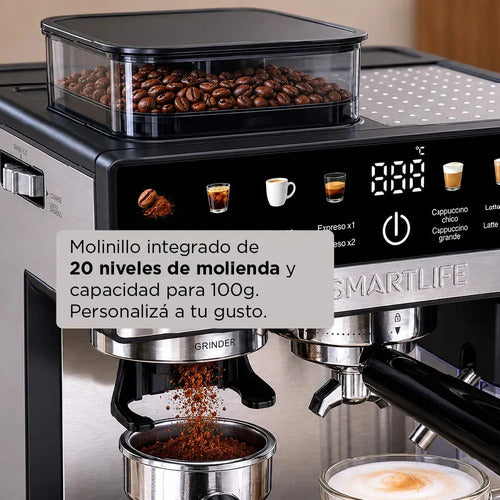 Cafetera Smartlife Expresso Digital Con Molinillo Ecgdm5750 Inox / Negro