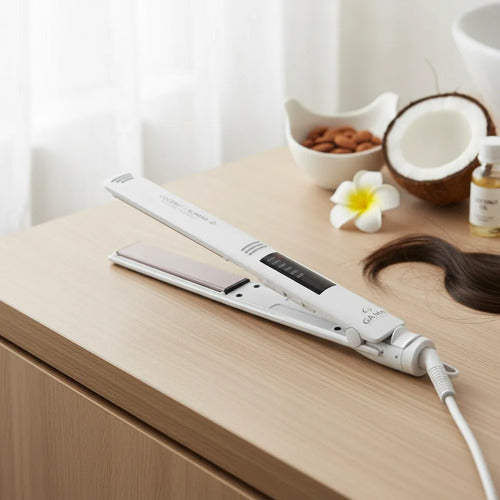 Planchita De Pelo Gama Elegance Led Coco Almond Tourmaline Blanco