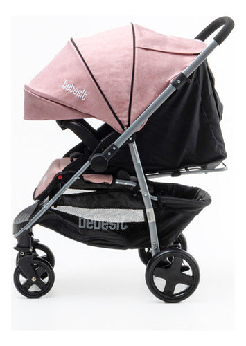 Cochecito De Paseo Con Manillar Rebatible Rosado Rosa Plateado
