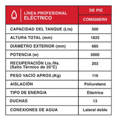 Termotanque Electrico Comercial Rheem Com500erh De 500lts Negro