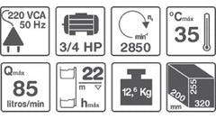 Bomba Centrífuga Monofásica Gamma 3/4 Hp Cp80 559.2w Color Azul 50hz