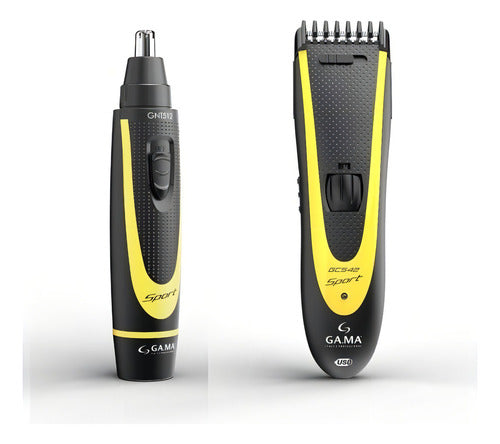 Combo Ga.ma Corta Pelo Gc542 Sport + Trimer Gnt512 Sport Negro Y Amarillo