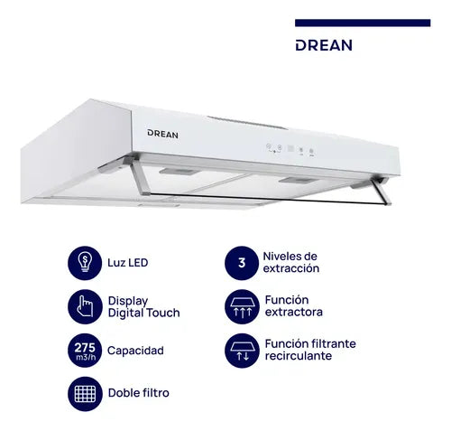 Purificador Extractor De 60 Cm Blanco Drean Cudr604ba Blanco