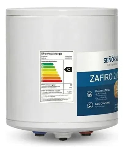 Termotanque Eléctrico Señorial Zafiro 2.0 30lts Conexión Inferior Blanco