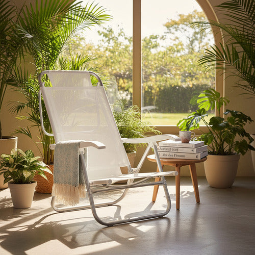Reposera De 6 Posiciones Bel Sunny Aluminio Pvc Blanco