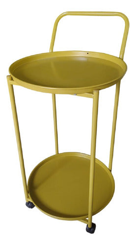 Mesa Carro Bar De Metal De 2 Niveles 4 Ruedas Tm Dorado Dorado Oscuro