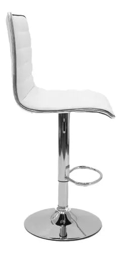 Pack De 2 Banquetas Giratorias Y Altura Ajustable Con Respaldo De Ecocuero Blanco Para Barra O Cocina Vivendi