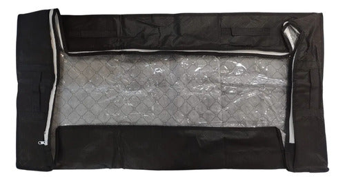 Organizador De Tela Multiuso Bajo Cama Con Visor Y Cierre Negro