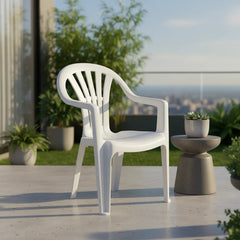 4 Sillas Plasticas Apilables Interiores Exteriores Tm H:100k Blanco Lisa
