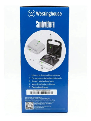 Sandwichera 2 Rebanadas Westinghouse Wh-sm700sw-02 Blanco