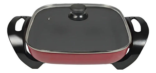 Paellera Eléctrica 1400w Antiadherente Control Temperatura Color Rojo