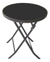 Combo 2 Sillas Rattan Plegables 1 Mesa 60cm Vidrio Caño Ct Marrón Ratán
