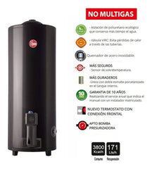 Termotanque Gas Natural Rheem Pie Tgnp120rh 120lts Tio Musa Gris Oscuro