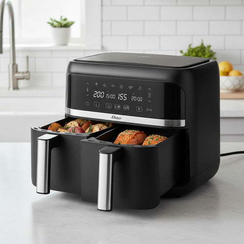 Freidora De Aire Digital Dual Oster Ckstaf7mcddf 7.6l Negro