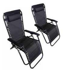 2 Reposeras Jardin Gravedad Zero Negro Hierro Coversol Cs