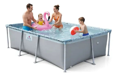 Pileta Lona Tiburoncito N4 De 240x160x65cm Cap 2500l Gris Lisa