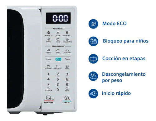 Microondas Digital Bgh B120db20i Eco Blanco 20l Auto Menu Cc