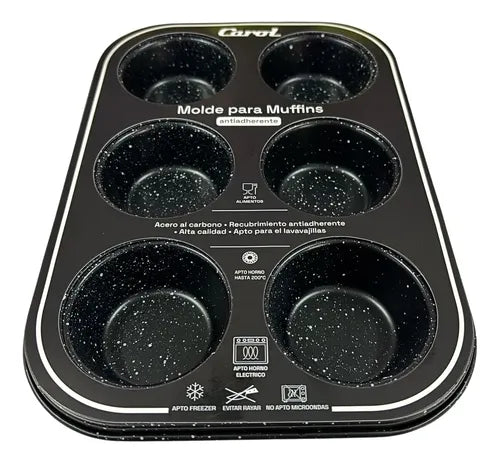 Molde Para Muffin Carol Antiadherente 6 Cavidades Color Negro