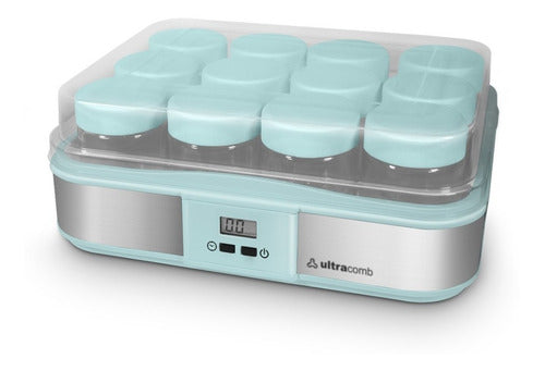 Yogurtera Ultracomb Yg-2712 Hasta 2,5l 12 Frascos De Vidrio Verde Claro