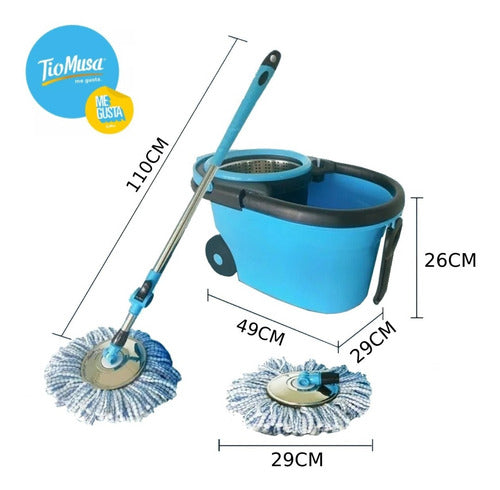Balde Mopa Centrifugo 360 Escurridor Trapeador Ruedas Azul