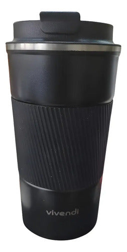Vaso Promo Termico Acero Inox Con Tapa Frio Calor Vivendi Negro Liso