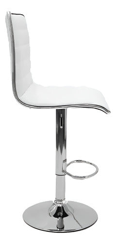 2 Banquetas Altas Taburete Tapizado Respaldo Blancas Vivendi Cromado Blanco