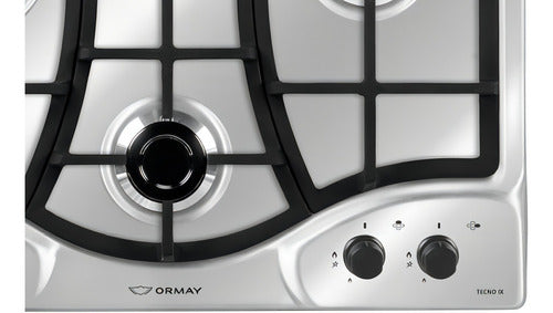 Anafe Con Alimentación A Gas Ormay Tecno Ix Plateado 4 Hornallas Acero