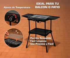 Parrilla Electrica Acero Inoxidable Kanji Brasa 2200 Watts Fácil Limpieza Kjh-be2200sp Negro