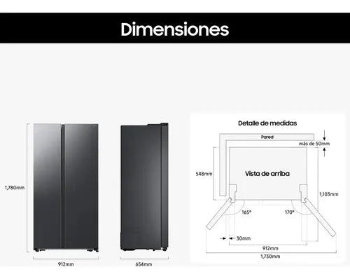 Heladera Side By Side Samsung Rs57dg4100m9bg 560lts Inox