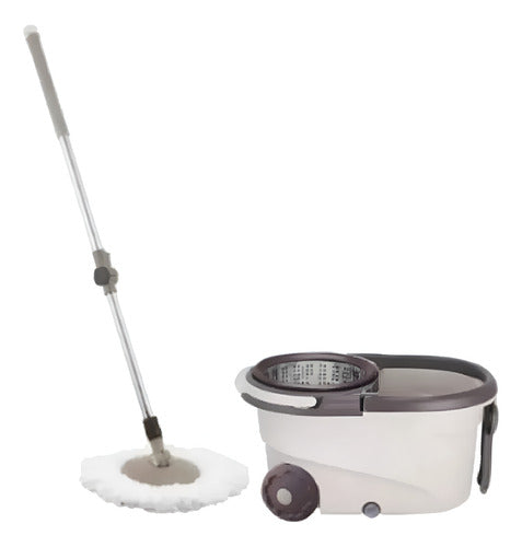 Balde Mopa Centrifugo 360 Escurridor Trapeador Acero Inox Beige