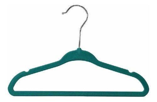 Perchas Slim Terciopelo Antideslizante Delgadas X 5 Verde Verde Oscuro