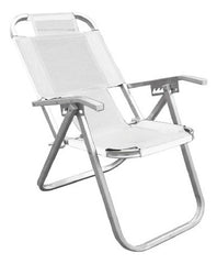 Reposera Playa Camping Aluminio Botafogo 5 Pos Blanca Cts Azul