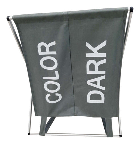 Cesto Organizador Para Ropa Sucia Plegable De 2 Divisiones Gris