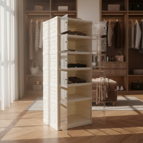 Despensero Organizador Plastico De Zapatillas 6 Cajones Blanco