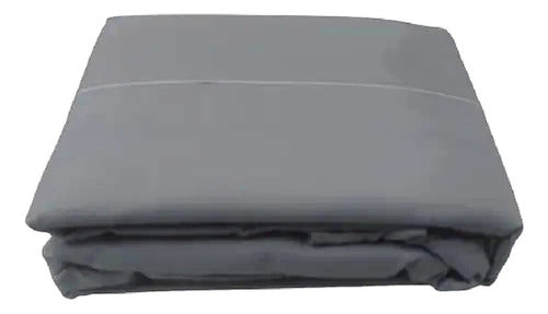 Juego Sabanas 2 Plazas 1/2 Vivendi Cotton Touch Gris 300h Gris Liso